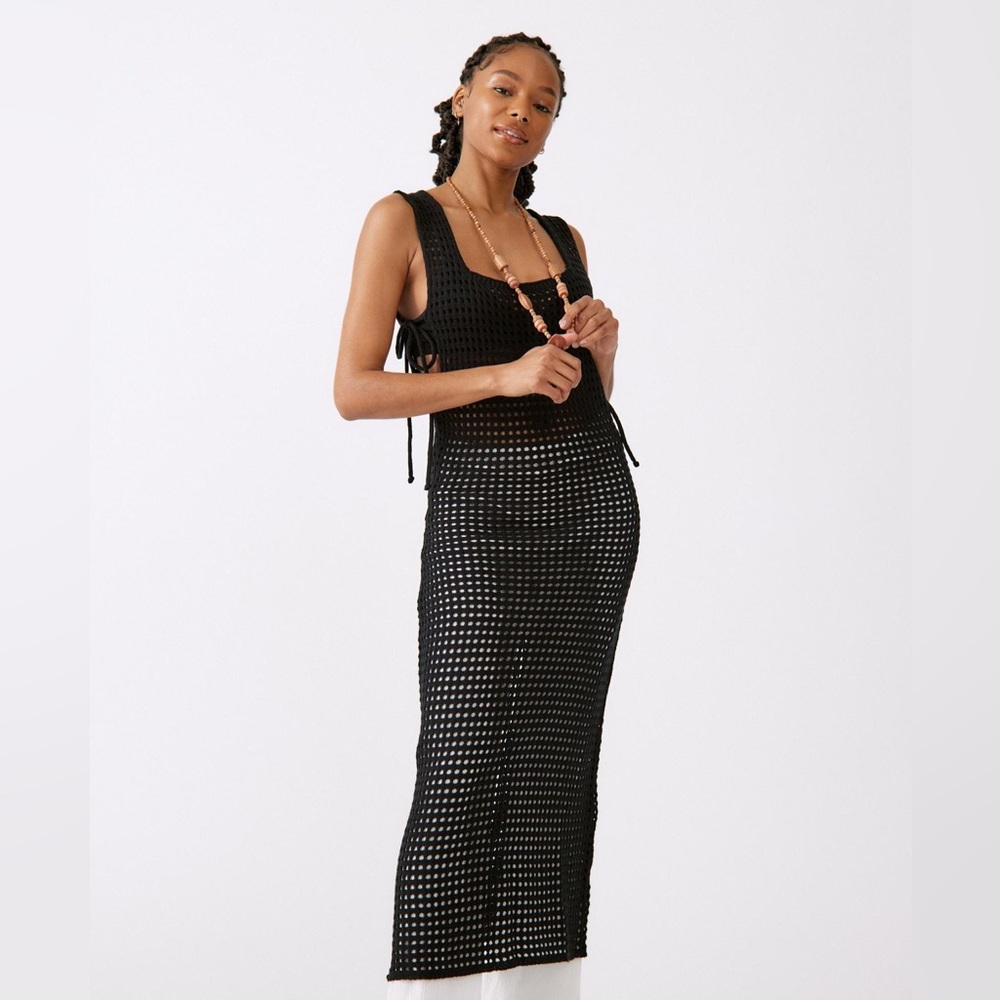 NWOT UO Paula Sheer Crochet Midi Dress Black